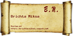 Brichta Miksa névjegykártya